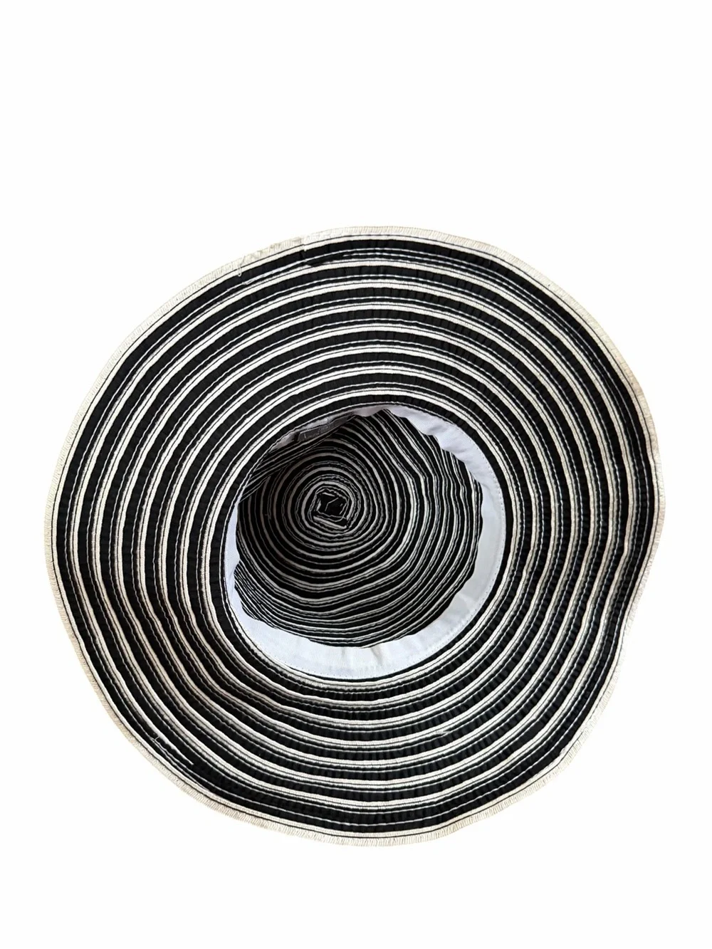 Laura Biagiotti Black and White Striped Wide Brim Sun Hat